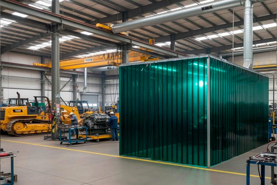 ПВХ шторы для сварки 300 мм зеленые гладкие