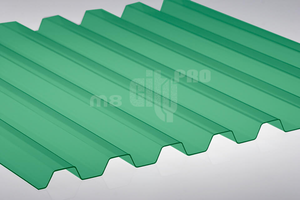 Профилированный ПВХ (шифер) Ондекс Ecolux Greca 70/18 зеленый прозрачный