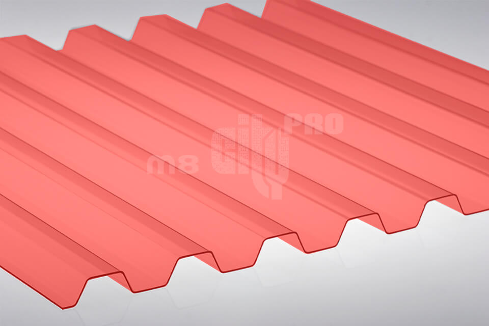 Профилированный ПВХ (шифер) Ondex Ecolux Greca 70/18 красный прозрачный