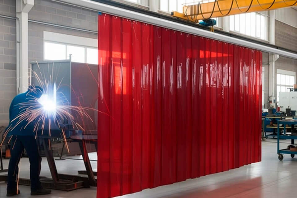 ПВХ штора для сварки 4×400 мм красная гладкая