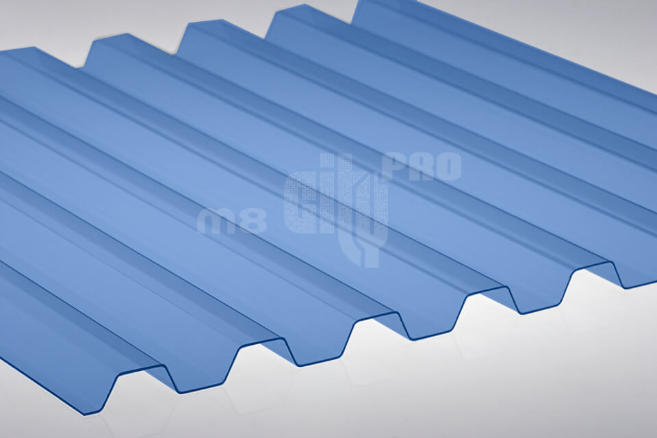 Профилированный ПВХ (шифер) Ondex Ecolux Greca 70/18 синий прозрачный